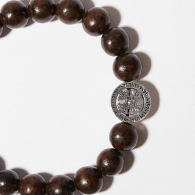 Vòng Tay Trầm Hương Charm Bạc 925 Bánh Xe Pháp Luân Phong Thủy Udumbara