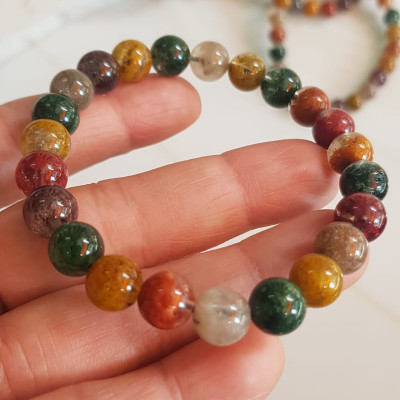 Vòng tay phong thuỷ may mắn đá Thạch anh Ưu linh đa sắc Size hạt 8mm đá Ưu linh đẹp sang trọng của đá thạch anh tự nhiên đa sắc giúp xua tan mệt mỏi, đem đến năng lượng tích cực may mắn tài lộc cho gia chủ ,tăng sự quyến rũ sang trọng cho phái đẹp ạ