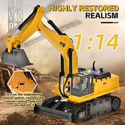 678 - 8080E Mô hình máy xúc kim loại điều khiển từ xa 15 kênh 2.4G (KT 40x24.5x12cm)