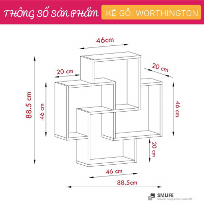 Kệ gỗ trang trí đa năng SMLIFE Worthington