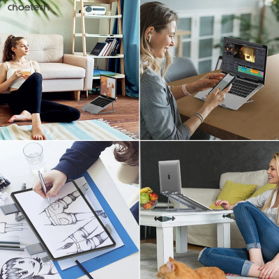 Giá đỡ laptop tản nhiệt gấp gọn Choetech H055 cho máy từ 9 đến 17 inch (Hàng chính hãng)