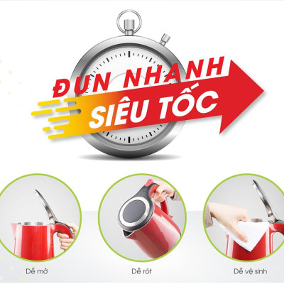 Ấm điện siêu tốc 1,7 lít chính hãng Rạng Đông model RD-AST17P1 màu ngẫu nhiên