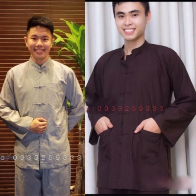 ĐỒ LAM ĐI CHÙA  Lãnh Tựu Cổ Tàu Dài Tay Không Thêu