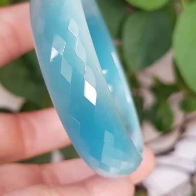 Vòng tay nữ Bản Hẹ đá mắt mèo giác Xanh Dương tươi sáng ánh Vòng Ni 54mm x cao 15mm x Dầy 6,5mm nữ mệnh thủy mệnh mộc Nữ cân nặng 50kg - 54kg đeo đẹp ạ