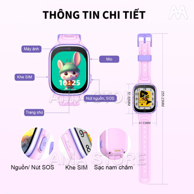 Đồng hồ Thông minh Trẻ em Gọi Video Chống nước Định vị Wifi Model AMA Watch D56 Hàng nhập khẩu