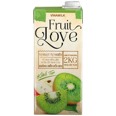 Thùng 12 hộp nước trái cây cao cấp Fruit Love VINAMILK Kiwi Táo (1L / Hộp)
