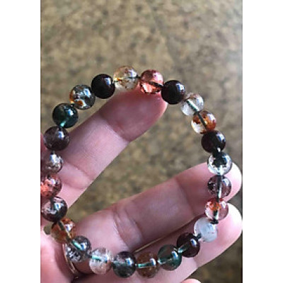 Chiếc Vòng Thạch Anh Ưu Linh 8mm Đá Thiên Nhiên Đa Sắc Màu Hợp Nữ Tất Cả Các Mệnh Hàng Loại Đẹp