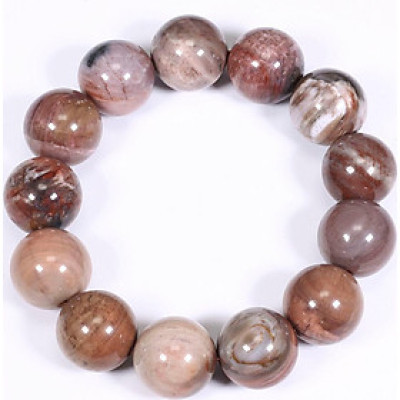 Vòng tay nam đá gỗ hóa thạch hạt đá 16mm mệnh hỏa, mộc - Ngọc Quý Gemstones