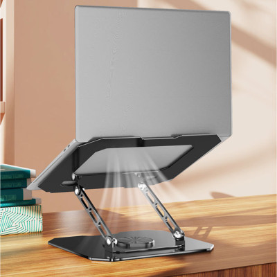 Kệ đỡ giá đỡ đế tản nhiệt dành cho laptop, macbook, máy tính hợp kim nhôm gấp gọn xoay 360 độ nhiều nấc độ cao - K2 - Hàng chính hãng