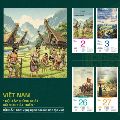 Lịch bloc 2026 - VIỆT NAM: Độc lập - Thống nhất - Đổi mới - Phát triển (23 x 46.5 cm)