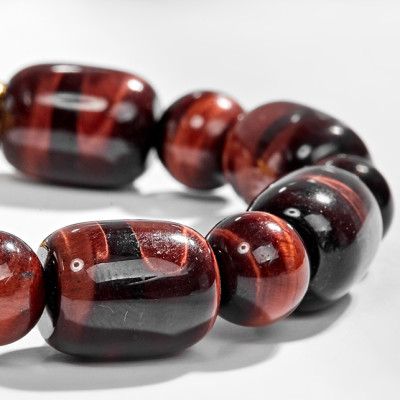 Vòng tay đá thạch anh mắt hổ nâu đỏ phối tỳ hưu bạc mạ vàng (12mm) Ngọc Quý Gemstones