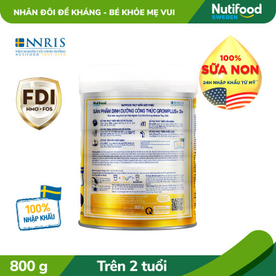 Sữa bột Nutifood GrowPLUS+ Sữa Non 2+ Lon 800g