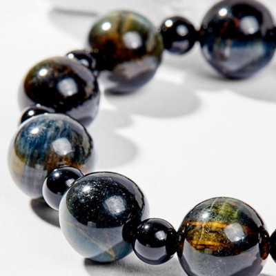 Vòng Chuỗi Mân Côi Đá Mắt Hổ Xanh Đen (12mm) - Ngọc Quý Gemstones