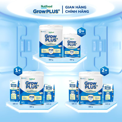 Sữa bột Nutifood Sweden GrowPLUS+ Tiêu Hóa (Xanh Nhạt) 1+ - Tiêu hóa khỏe, tăng cân (Lon 800g)