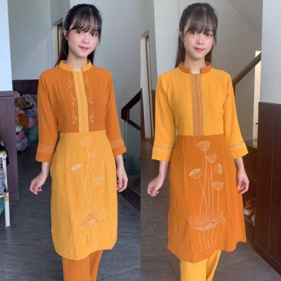 Đồ Lam Đi Chùa # Cách Tân Thêu Hạt Vải Đũi # Quần Áo Nữ # Đồ Bộ Nữ