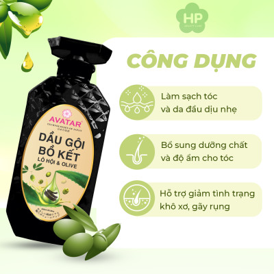 Dầu Gội Phục Hồi Tóc Suôn Mượt Avatar Bồ Kết Lô Hội Và Olive 600mL