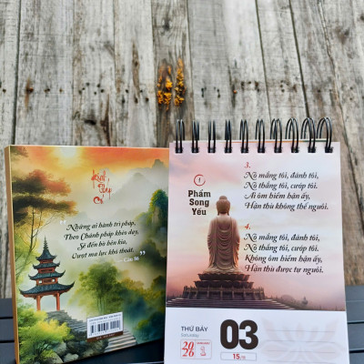 Sách Lịch Bính Ngọ 2026 - Kinh Pháp Cú - 365 Ngày sống theo lời Phật dạy