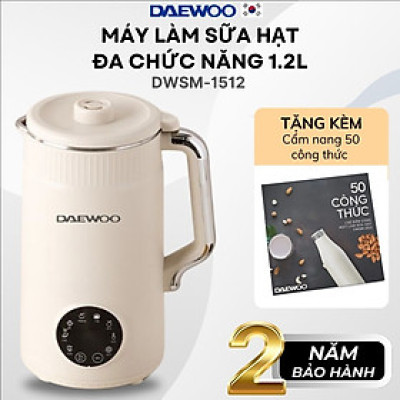 Máy Làm Sữa Hạt Daewoo 1.2L, tặng Cẩm Nang 50 Công Thức - Máy Xay Nấu Đa Năng BH 2 năm, Hàng Chính Hãng