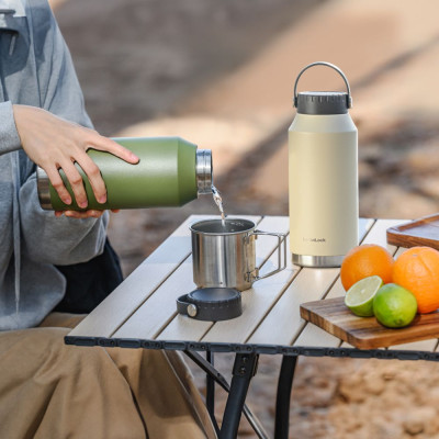 Bình giữ nhiệt LocknLock SLO Handle Tumbler 1L LHC4324BEG, Hàng chính hãng, thép không gỉ, quai xách linh hoạt - JoyMall