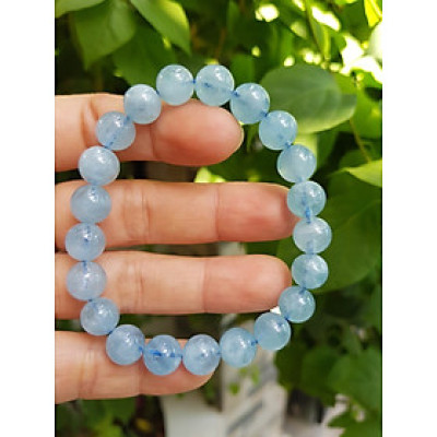 Vòng tay NỮ Đá AQUA XANH ĐẸP size hạt 9mm XANH NHẸ NỮ MỆNH THUỶ MỘC Hỏa  đeo hợp tuổi hợp mệnh tốt công việc làm ăn tốt sức khỏe công việc ạ