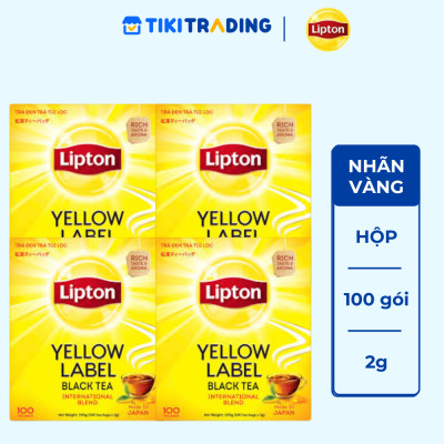 Combo 4 Trà Đen Nhãn Vàng Lipton Túi Lọc 2g x 100 Gói