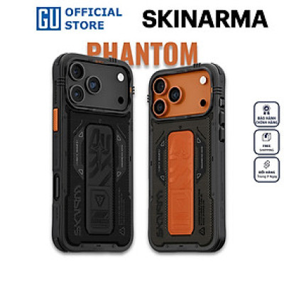 Ốp Lưng Cho iPhone 17 Pro/ 17 Pro Max SKINARMA PHANTOM Mag-Charge Grip-Stand Tích Hợp Vòng Sạc Không Dây Chân Đế Móc Tay Hàng Chính Hãng