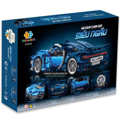Đồ Chơi Lắp Ráp Xe Đua Chạy Đà Siêu Ngầu - Supercool Pullback Racing Car - Toys&Joys 3305 (473 Mảnh Ghép)