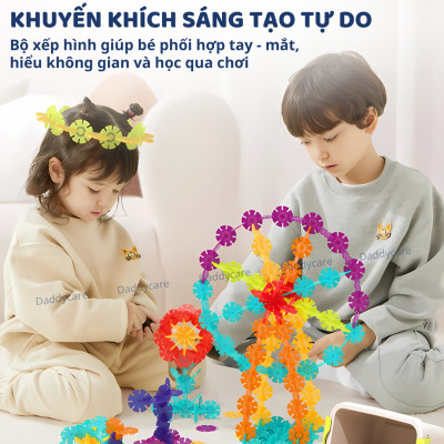 Bộ Lắp Ghép Cho Bé 3D Mideer Translucent Color Snowflake Blocks 200 Bông Tuyết Phát Triển Trí Tuệ