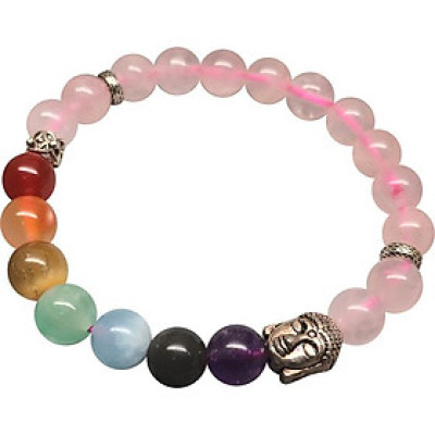 Vòng Tay Đá Thạch Anh Hồng Mix 7 Chakras Ngọc Quý Gemstones TA014
