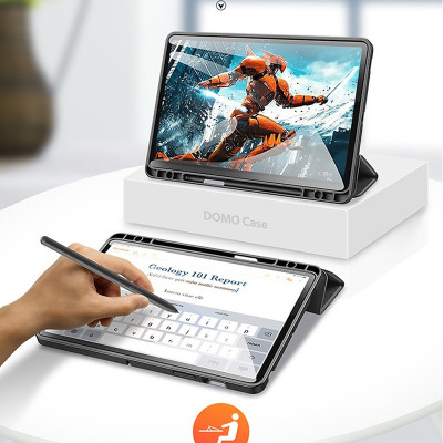 Bao da dành cho SamSung Galaxy Tab S7 Fe chính hãng Dux Ducis Domo chống sốc, có khay đựng bút - hàng chính hãng