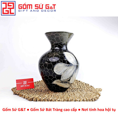 Lọ hoa Mosaic miệng loe khắc hoa loa kèn
