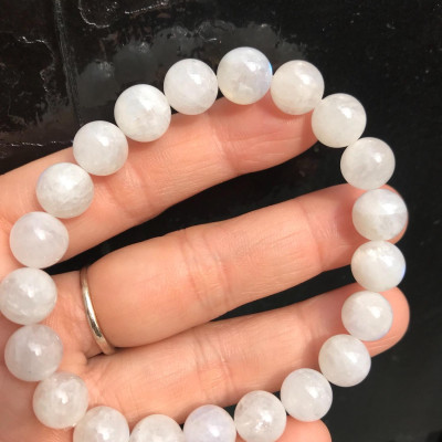 VÒNG TAY NỮ SIZE  9LY5 ĐÁ ÁNH TRĂNG TRẮNG TỰ NHIÊN MỆNH KIM MỆNH THỦY