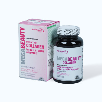 Viên uống Hotchland MegaBeauty ngăn nếp nhăn, làm đẹp da, tóc, móng (Hộp 90 viên)