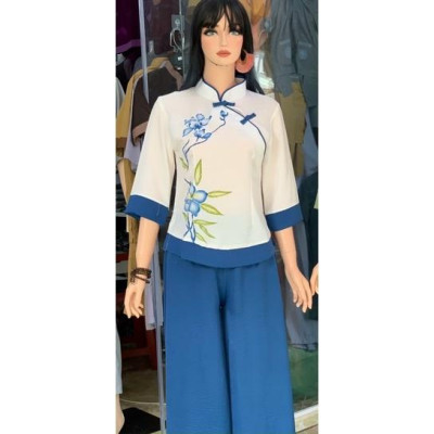 Đồ Lam Đi Chùa # Tàu Lụa Quần Váy # Hoa Sen iN # Quần Áo Nữ # Đồ Bộ Nữ