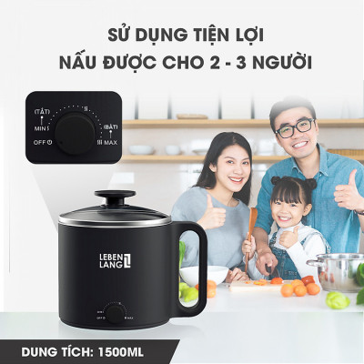 Nồi lẩu điện mini đa năng Lê Bên Làng LBEC0808S dung tích 1500ml - Hàng chính hãng