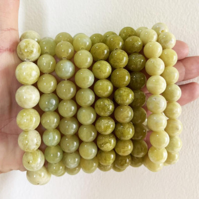 Vòng tay chuỗi hạt ngọc thật màu vàng chanh cho người mệnh Thủy và Kim hột 10 li (1cm)