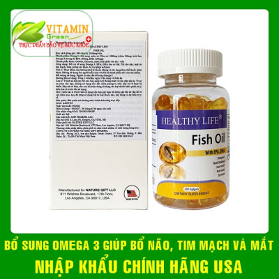 Healthy Life Fish Oil Viên Uống Dầu Cá Bổ Sung Omega 3 DHA EPA tốt cho tim mạch não bộ và mắt | Nhập khẩu Mỹ