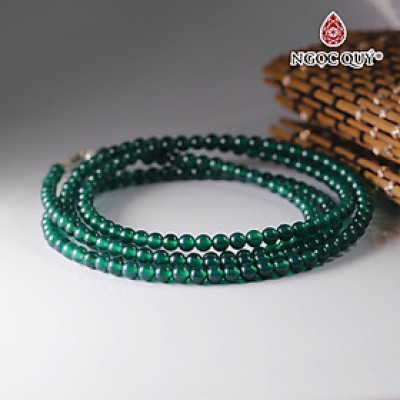 Vòng tay 5 line 4mm mã não xanh mệnh mộc hỏa - Ngọc Qúy