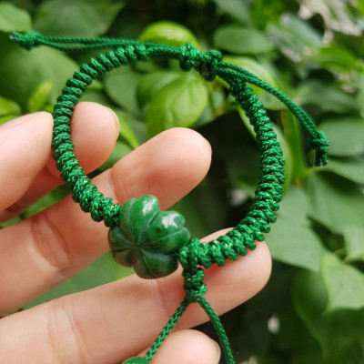 Vòng Đeo Tay Nữ Kiểu Dây Xanh Cỏ 4 lá Xanh mới lạ đẹp lắm à nha Chất liệu đá cẩm thạch xanh lá cỏ thắt dây kiểu xanh xanh rẻ đẹp lắm à nhen Nữ mệnh Mộc Hỏa Thủy đeo tay may mắn tăng đưa rút chỉnh theo tay lớn nhỏ được hết đẹp lắm à nha