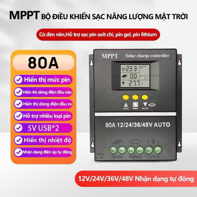 Bộ Điều Khiển Sạjc MPPT 80A Năng Lượng Mặt Trời – Mẫu Mới Thông Minh, Sạc Ổn Định, Tiết Kiệm Điện , đèn trang trí