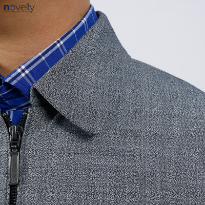 Áo Jacket nam 2 lớp cổ bẻ Novelty Casual màu xám NJKMMDMT3B2305662