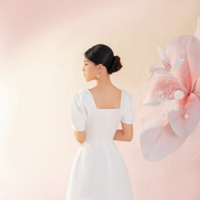 OLV - Đầm Kylie Puff Sleeve Embro