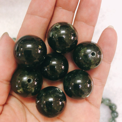 Chuỗi Phật lần tay ngọc tự nhiên serpentine của Việt Nam đường kính hạt 1.7 cm