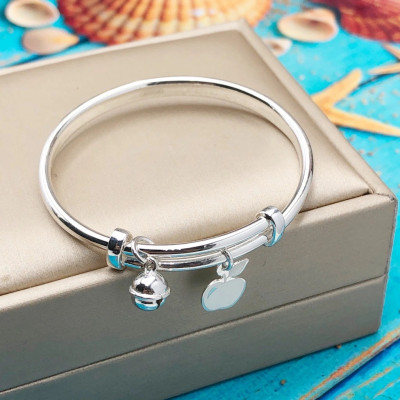 Vòng Tay Lắc Tay Cho Bé Bạc S99 Nguyên Chất Chuông Bóng Mix Quả Táo Xinh LTE520 Điều Chỉnh Size