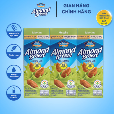Blue Diamond - Thùng Sữa Hạt Hạnh Nhân ALMOND BREEZE vị Matcha 180ml x 24 Hộp