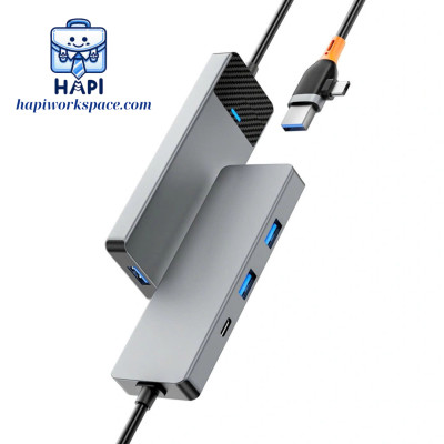 HUB mở rộng hàng chính hãng WiWU Linker 4-in-1 Wi-A431C: Đầu vào USB-A + USB-C, phù hợp nhiều dòng laptop