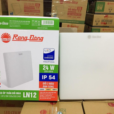 Đèn LED ốp trần đổi 3 màu Ánh Sáng Rạng Đông Model:  LN12 ĐM 300X300/24w
