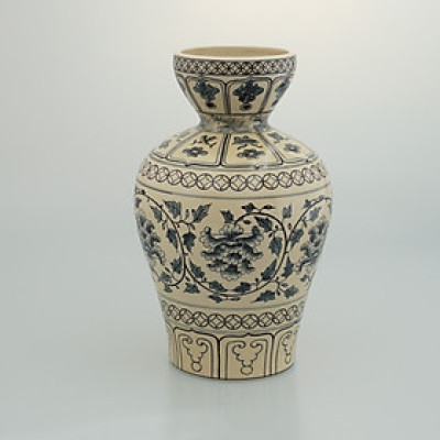 Bình hoa thiên phúc gốm Chu Đậu (S5) - Kích thước F16 x H28 (cm)