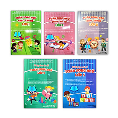 Sách - Combo toán song ngữ theo chủ đề  lớp 1 + 2 + 3 Bài tập toán song ngữ lớp 4 + 5 (PV)