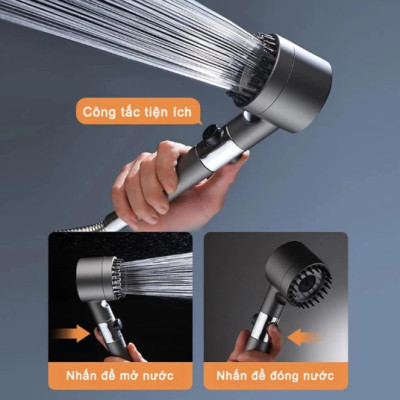 Vòi tắm hoa sen KG28 4in1 kèm đầu cọ massage 3 chế độ nước, đầu vòi có lõi lọc cao cấp tặng kèm dây sen 1m5- Hàng chính hãng